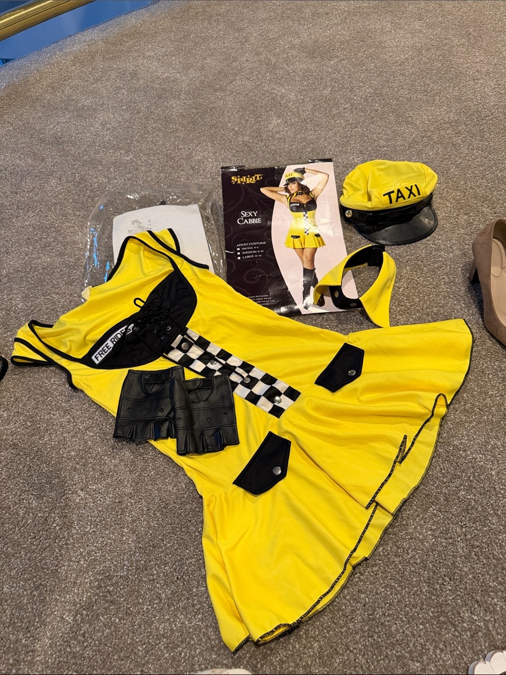 Women’s Yellow Taxi Costume Dress with Cap and Accessories